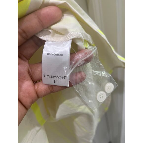 NWOT Pomander Place Tuckernuck Yellow and Tan Stripe Pia Coverup Dress Sz L - Picture 9 of 12